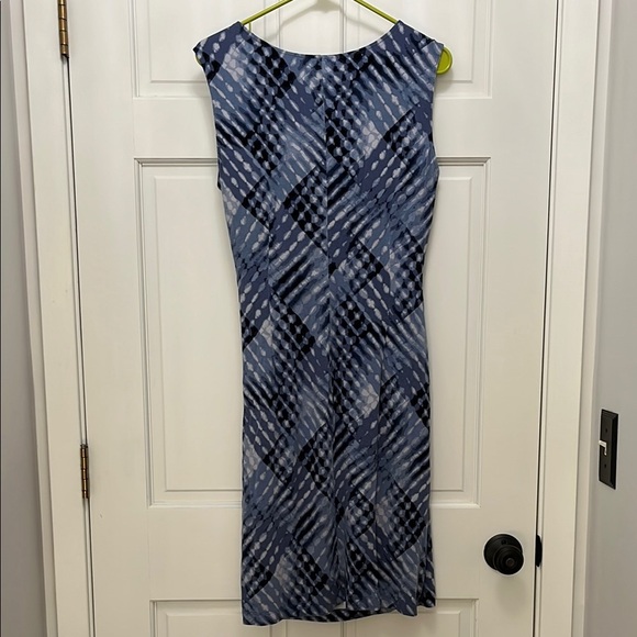 NIC+ZOE Sleeveless Gathered Waist Blue Watercolor Print Dress - Size Medium - Picture 11 of 16